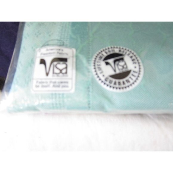 Furio Satin Stripe Oblong Tablecloth Four Napkin Set NOS Vintage 1996 Jade Green - Picture 7 of 13